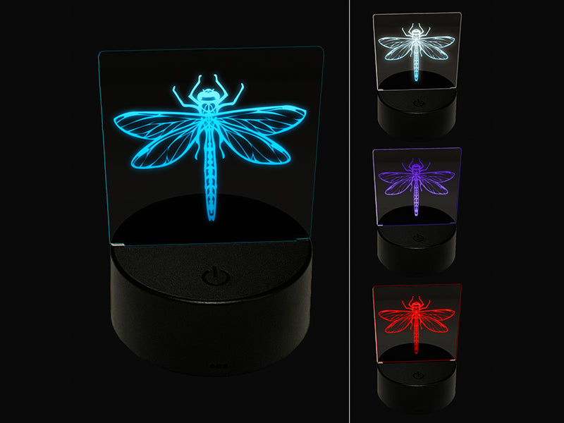 Detailed Dragonfly Insect Darter Darner 3D Illusion LED Night Light Sign Nightstand Desk Lamp