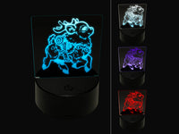 Festive Prancing Holiday Christmas Reindeer with Bells 3D Illusion LED Night Light Sign Nightstand Desk Lamp