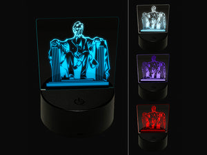 Lincoln Memorial United States of America Landmark Statue 3D Illusion LED Night Light Sign Nightstand Desk Lamp