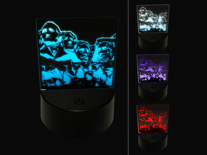 Mount Rushmore National Memorial Landmark United States Presidents 3D Illusion LED Night Light Sign Nightstand Desk Lamp