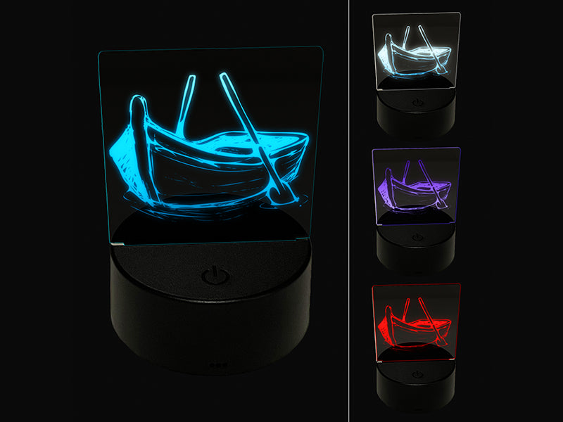 Sketchy Rowboat on the Water with Paddles 3D Illusion LED Night Light Sign Nightstand Desk Lamp