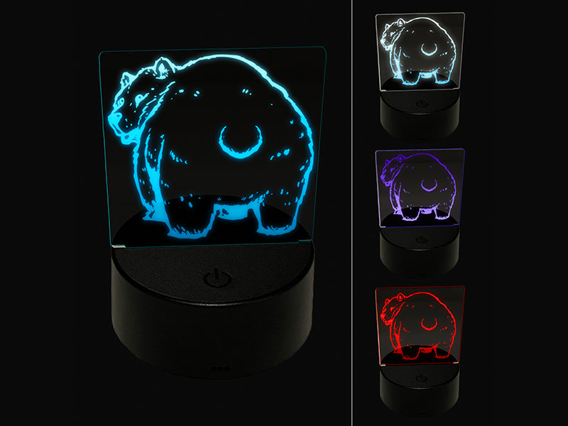 Standing Bear Looking Behind 3D Illusion LED Night Light Sign Nightstand Desk Lamp