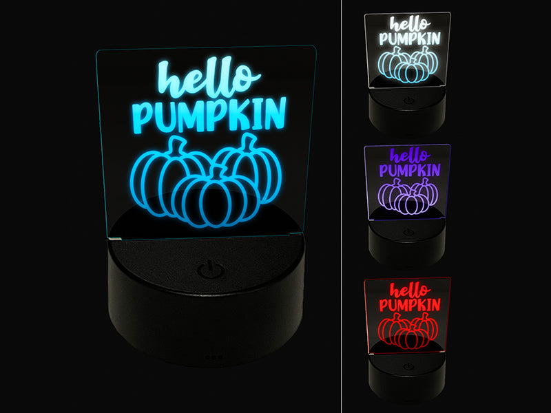 Hello Pumpkin Fall Autumn Halloween Thanksgiving 3D Illusion LED Night Light Sign Nightstand Desk Lamp