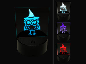 Owl With Witch Hat Cape Halloween 3D Illusion LED Night Light Sign Nightstand Desk Lamp