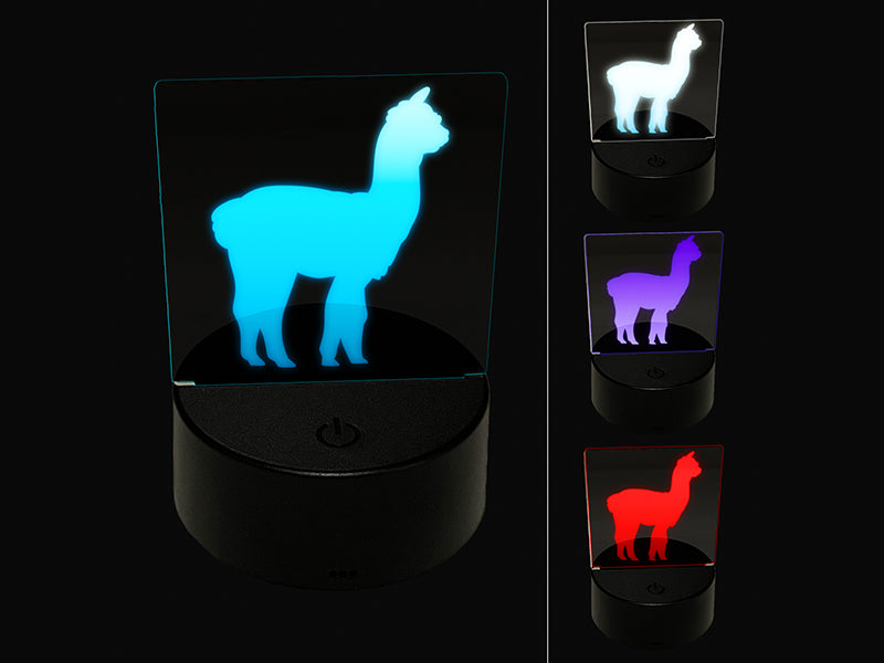 Alpaca Silhouette 3D Illusion LED Night Light Sign Nightstand Desk Lamp