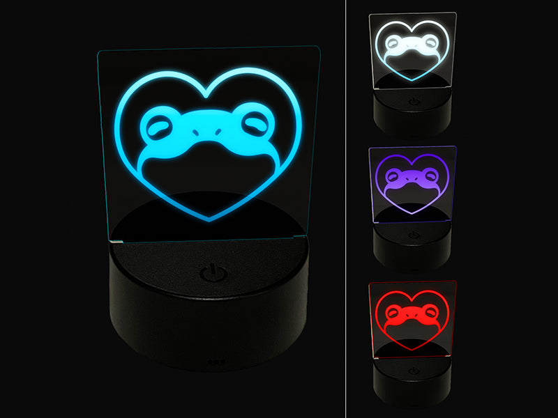 Frog Inside of Heart 3D Illusion LED Night Light Sign Nightstand Desk Lamp