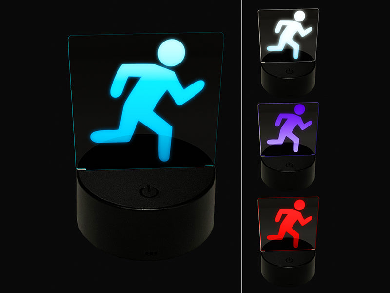 Running Icon Marathon Runner 3D Illusion LED Night Light Sign Nightstand Desk Lamp