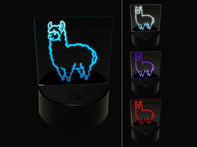 Alpaca Llama Full Body 3D Illusion LED Night Light Sign Nightstand Desk Lamp