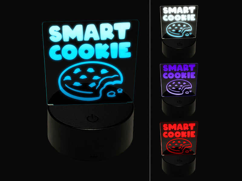 Smart Cookie Chocolate Chip Teacher Student 3D Illusion LED Night Light Sign Nightstand Desk Lamp