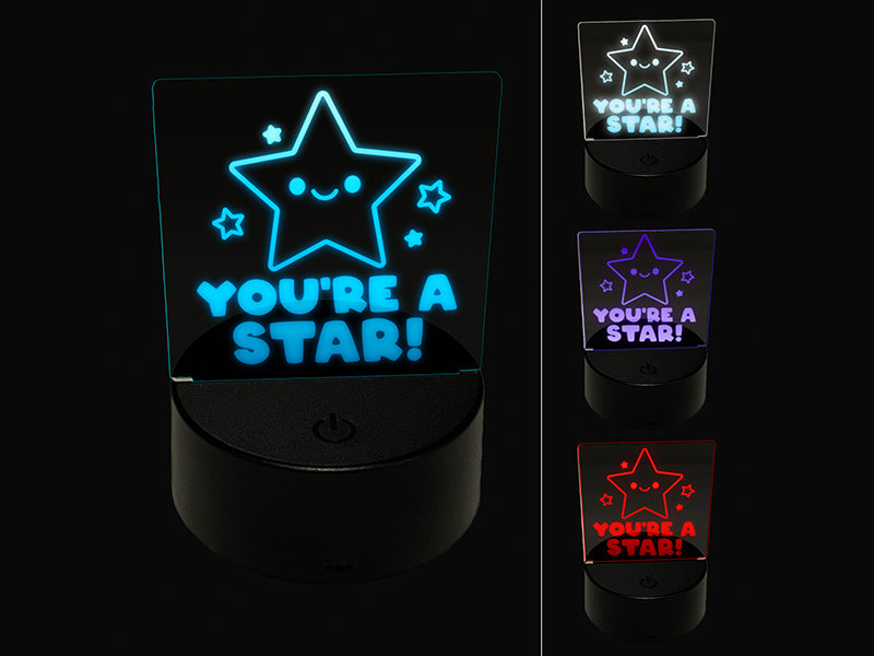You're A Star Teacher Student 3D Illusion LED Night Light Sign Nightstand Desk Lamp