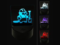 Construction Worker Builder Beaver with Shovel and Hard Hat 3D Illusion LED Night Light Sign Nightstand Desk Lamp