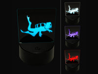 Scuba Diver Diving Swimming in the Ocean Underwater 3D Illusion LED Night Light Sign Nightstand Desk Lamp