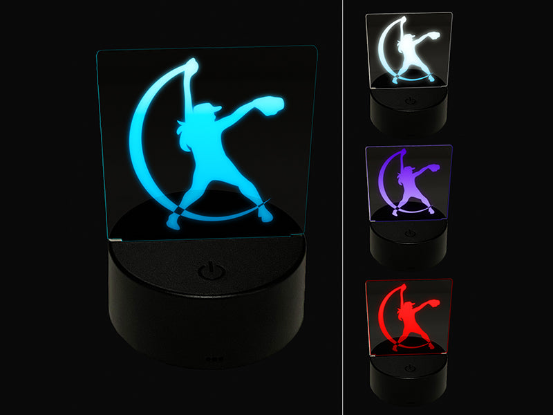 Softball Pitcher Underhand Throw 3D Illusion LED Night Light Sign Nightstand Desk Lamp