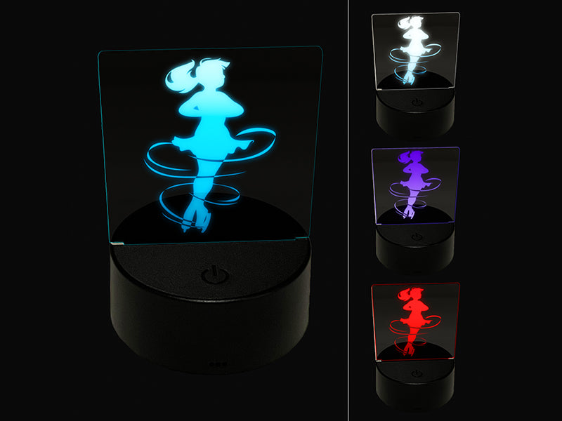 Spinning Jump Ice Figure Skating Skater Woman 3D Illusion LED Night Light Sign Nightstand Desk Lamp