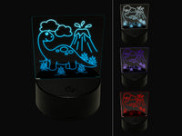 Brontosaurus Volcano Dinosaur 3D Illusion LED Night Light Sign Nightstand Desk Lamp