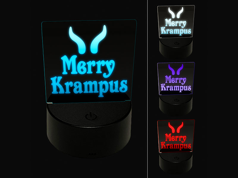 Merry Krampus Horns Christmas 3D Illusion LED Night Light Sign Nightstand Desk Lamp