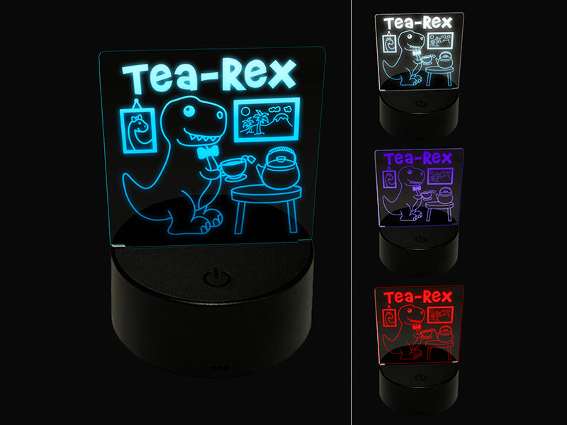 Tea Rex Tyrannosaurus Rex Dinosaur 3D Illusion LED Night Light Sign Nightstand Desk Lamp