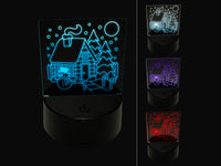 Winter House with Christmas Decorations Snowman 3D Illusion LED Night Light Sign Nightstand Desk Lamp