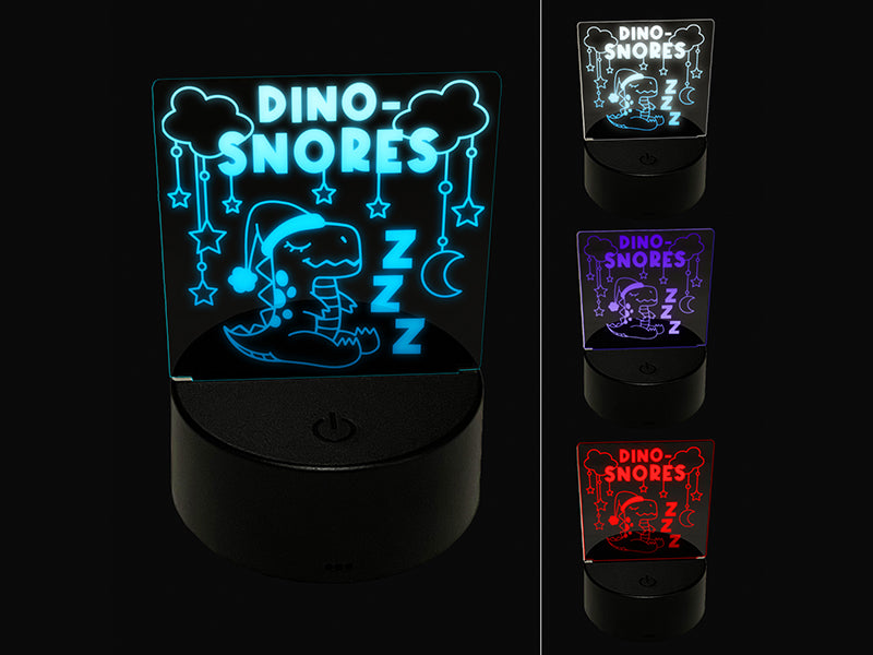 Sleeping Dino Snores Dinosaur Pun 3D Illusion LED Night Light Sign Nightstand Desk Lamp