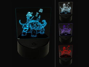 Ankylosaurus Musical Dinosaur Band 3D Illusion LED Night Light Sign Nightstand Desk Lamp