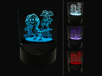 Dilophosaurus Crested Dinosaur 3D Illusion LED Night Light Sign Nightstand Desk Lamp