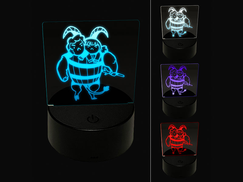 Naughty Children Taken by Krampus Christmas 3D Illusion LED Night Light Sign Nightstand Desk Lamp