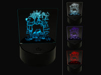 Reindeer with Christmas Ornaments 3D Illusion LED Night Light Sign Nightstand Desk Lamp