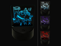 Santa Claus and Elves Loading Gifts into Bag 3D Illusion LED Night Light Sign Nightstand Desk Lamp