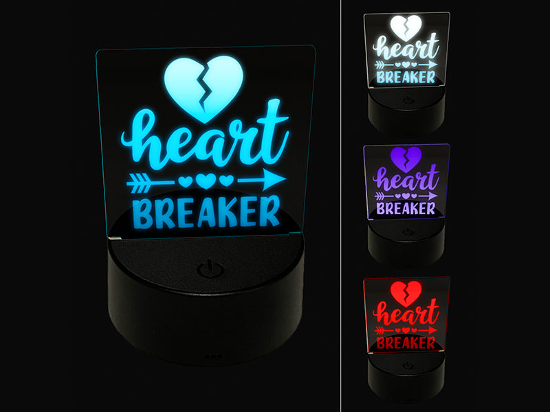 Heart Breaker Love  Valentine's Day 3D Illusion LED Night Light Sign Nightstand Desk Lamp