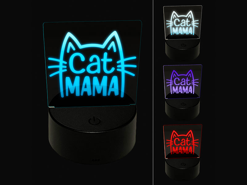 Cat Mama Mom 3D Illusion LED Night Light Sign Nightstand Desk Lamp
