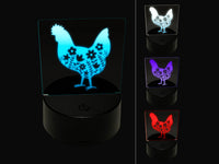 Floral Chicken 3D Illusion LED Night Light Sign Nightstand Desk Lamp