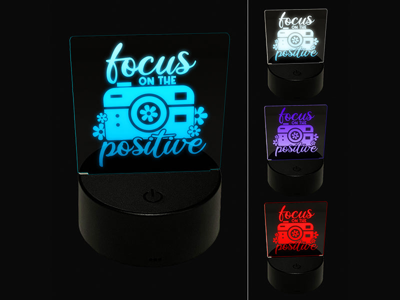 Focus on the Positive Camera Pun 3D Illusion LED Night Light Sign Nightstand Desk Lamp