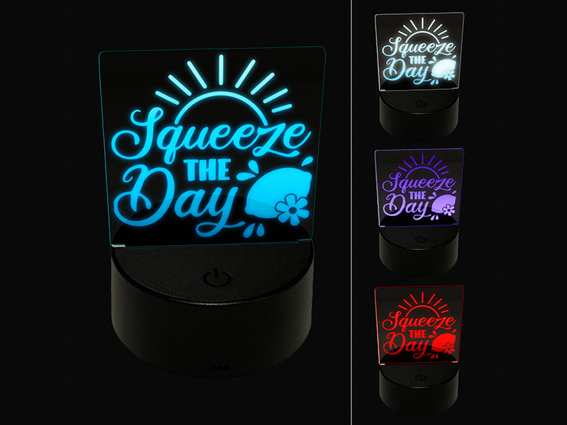 Seize Squeeze the Day Lemonade Pun 3D Illusion LED Night Light Sign Nightstand Desk Lamp