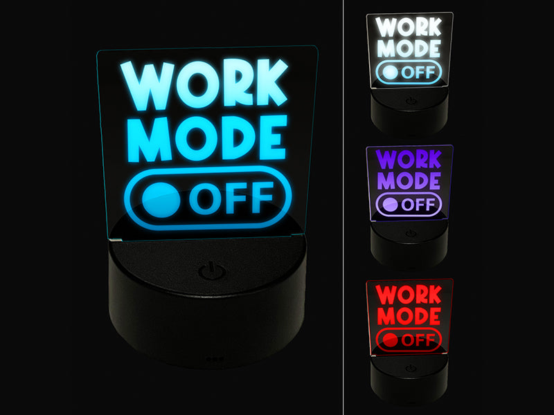 Work Mode Off Switch 3D Illusion LED Night Light Sign Nightstand Desk Lamp