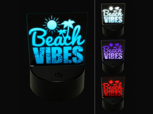 Beach Vibes with Sun and Waves 3D Illusion LED Night Light Sign Nightstand Desk Lamp