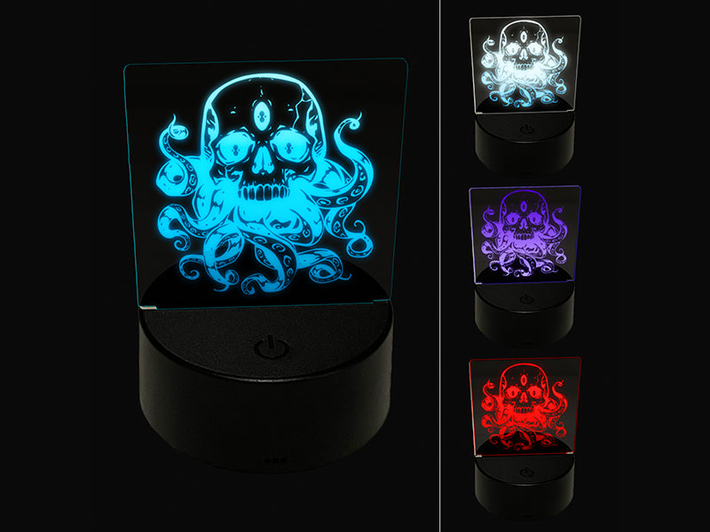 Cthulhu Skull with Octopus Tentacles Eldritch Horror 3D Illusion LED Night Light Sign Nightstand Desk Lamp