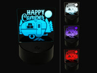 Happy Camper Trailer Camping 3D Illusion LED Night Light Sign Nightstand Desk Lamp