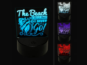 The Beach is Calling and I Must Go Conch Shell 3D Illusion LED Night Light Sign Nightstand Desk Lamp