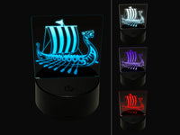 Viking Dragon Longboat Ship 3D Illusion LED Night Light Sign Nightstand Desk Lamp