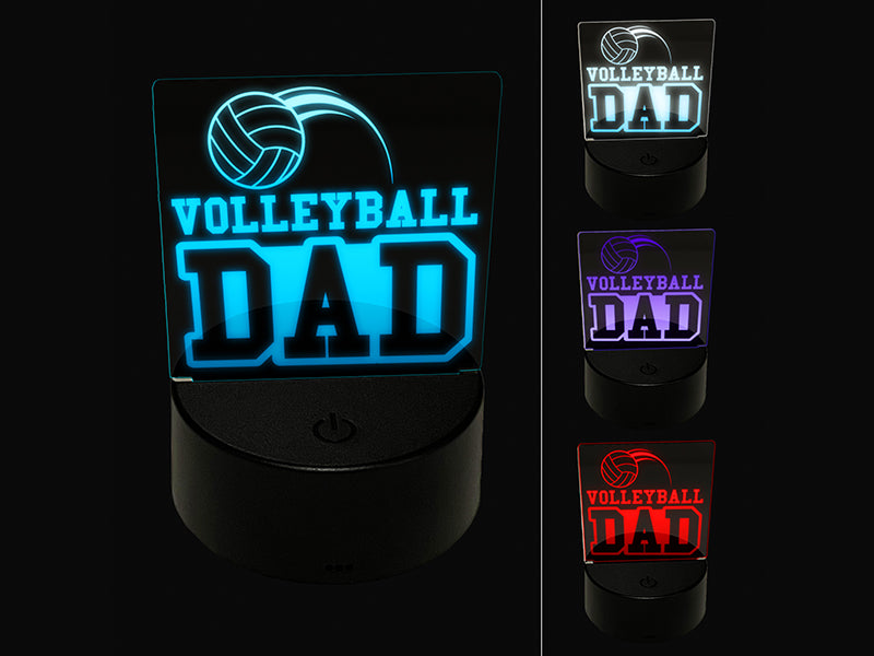 Volleyball Dad Text with Ball 3D Illusion LED Night Light Sign Nightstand Desk Lamp
