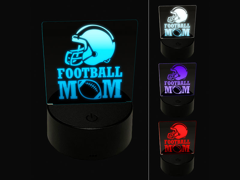 Football Mom Helmet 3D Illusion LED Night Light Sign Nightstand Desk Lamp