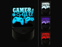 Gamer Girl with Controller 3D Illusion LED Night Light Sign Nightstand Desk Lamp