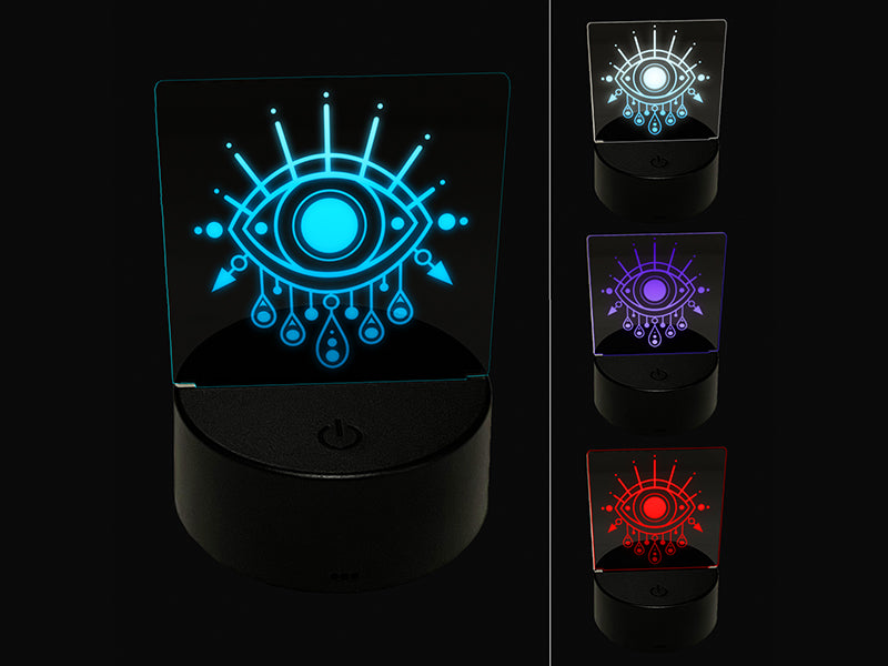 Nazar Evil Eye Ward Protection Symbol Charm Curse Magic 3D Illusion LED Night Light Sign Nightstand Desk Lamp