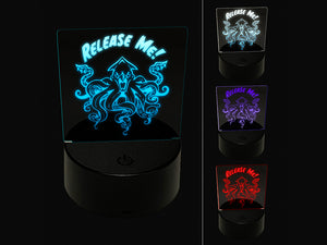 Release Me Kraken Squid Sea Monster 3D Illusion LED Night Light Sign Nightstand Desk Lamp