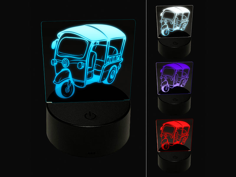 Tuk-Tuk Auto Rickshaw Thailand Asian Taxi 3D Illusion LED Night Light Sign Nightstand Desk Lamp