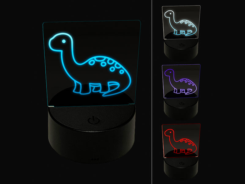 Baby Nursery Brontosaurus Dinosaur 3D Illusion LED Night Light Sign Nightstand Desk Lamp