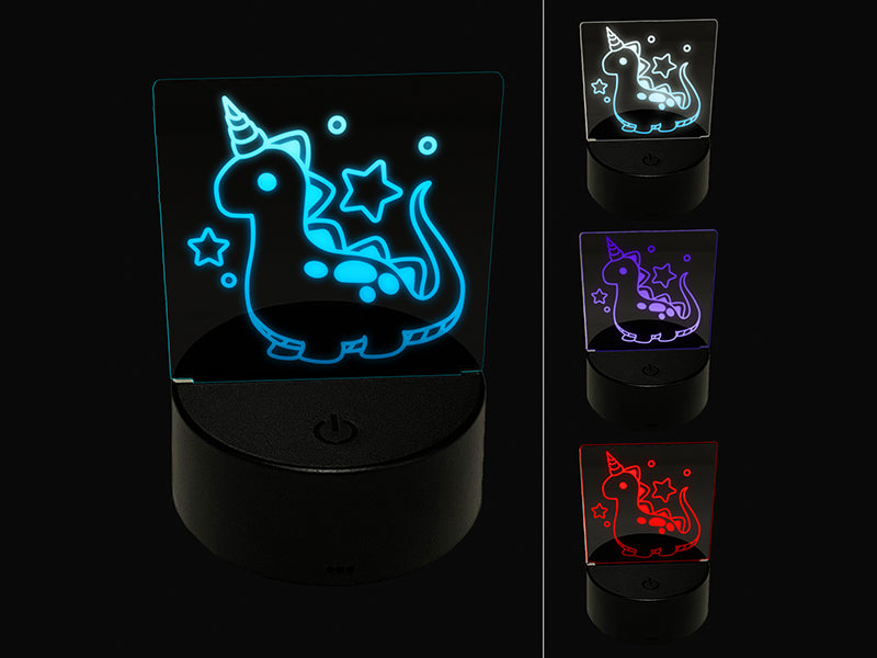 Baby Nursery Dinocorn Dinosaur Unicorn 3D Illusion LED Night Light Sign Nightstand Desk Lamp