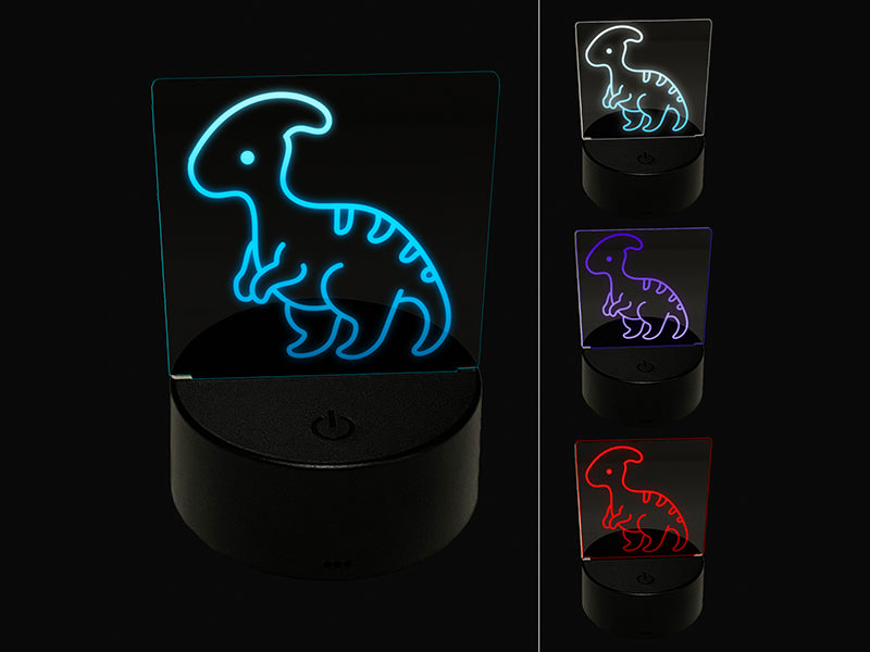 Baby Nursery Parasaurolophus Dinosaur 3D Illusion LED Night Light Sign Nightstand Desk Lamp