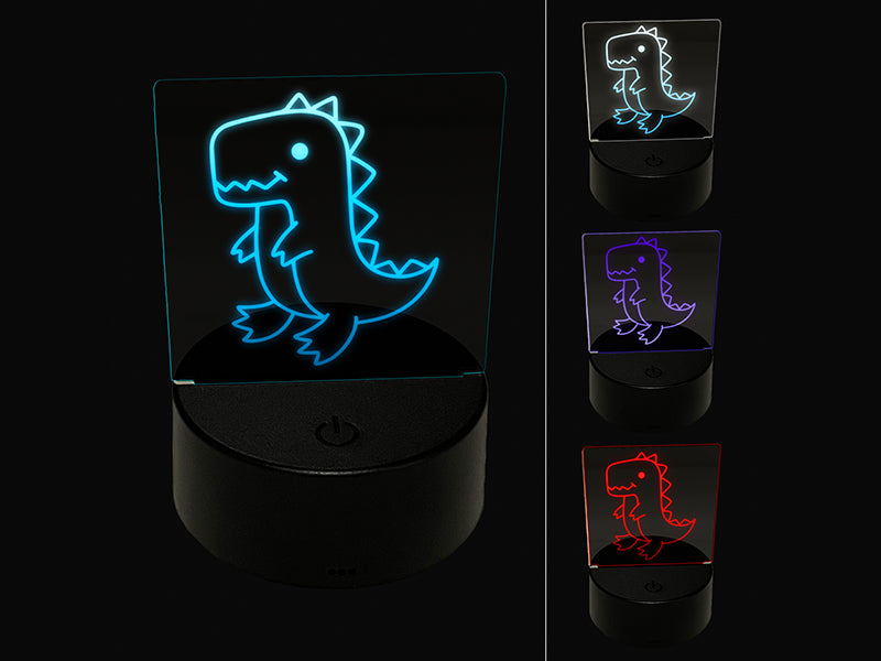 Sweet Kawaii Dinosaur 3D Illusion LED Night Light Sign Nightstand Desk Lamp