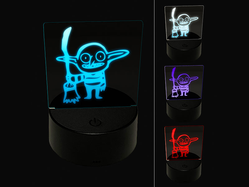 Creepy Goblin With Witch Broomstick 3D Illusion LED Night Light Sign Nightstand Desk Lamp